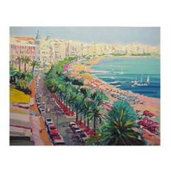 Kerry Hallam (20th Century) American, BAY OF CANNES, color screenprint, signed in pencil, from...