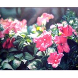 Ray Harer (20th Century) American, FLOWERS, acrylic painting on canvas, 47 1/2 x 59 1/2". $600/...