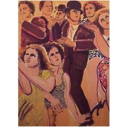 Lester Johnson (b. 1919) American, STREET SCENE MEN & WOMEN, 1980, color lithograph, signed in...
