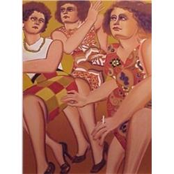 Lester Johnson (b. 1919) American, THREE WOMEN, 1980, color lithograph, signed in pencil, from...