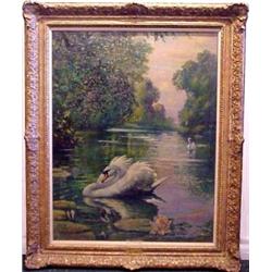 Benjamin Kelman (1887-1957), SWAN, oil painting on canvas, 36 x 28", signed lower right, nice f...