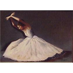 Arleen Langman (20th Century) American, BALLERINA, oil painting on board, 9 x 12", signed lower...