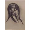 Image 1 : Arleen Langman (20th Century) American, PORTRAIT OF GIRL, charcoal drawing on paper, 16 x 20",...