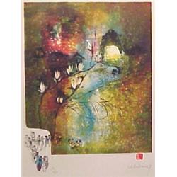 LeBaDang (1922) Vietnamese, LANDSCAPE WITH HIDDEN NUDE, color lithograph, signed in pencil, fro...