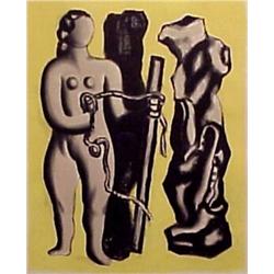 Fernand Leger (1881-1955) French, FEMME SUR FOND JAUNE, 1952, color lithograph, signed in penci...