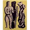 Image 1 : Fernand Leger (1881-1955) French, FEMME SUR FOND JAUNE, 1952, color lithograph, signed in penci...
