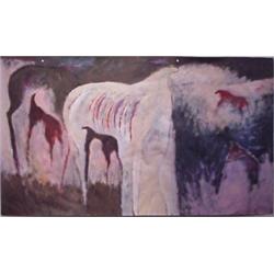 Carlos Loarca (b. 1940) Guatemalan, UNTITLED, 1984, acrylic painting on paper, 51 x 88", signed...