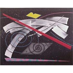 Neil Loeb (b. 1950) American, SPACE SCAPES II, 1989, acrylic painting on canvas, 36 x 46", sign...