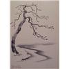 Image 1 : Chiura Obata (1885-1975) American, LONE TREE, 1933, sumi ink on paper, 20 1/2 x 15", signed and...