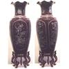 Image 1 : Oriental School, URNS, a pair of synthetic moulded urns with inlayed Mother of Pearl, each 31