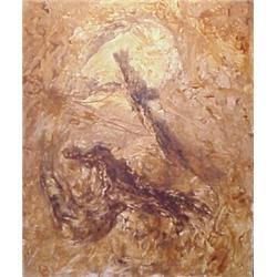 Jean Marie Peigna (20th Century), VALVE IX, mixed media on paper, 72 x 60", titled signed and d...