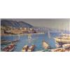 Image 1 : J. Rougier (20th Century) French, MEDITERRANEAN BAY VIEW, oil painting on canvas, 19 x 39", sig...
