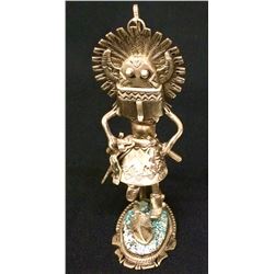 Sterling Brooch, Pendant, Standing Kachina by Bennie Ration (Navajo)