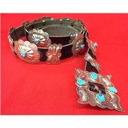 Navajo Sterling and Turquoise Concho Belt