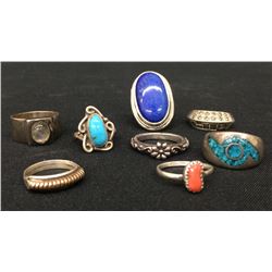 Group of 8 Sterling Rings