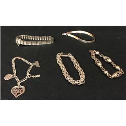 Group of 5 Sterling Fashion Bracelets