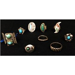 Group of 9 Sterling Rings