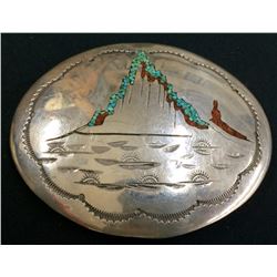 Chip Inlay Navajo Belt Buckle