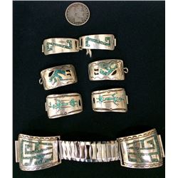 Group of 4 Chip Inlay Navajo Watch Tips