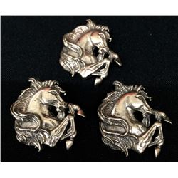 3 Sterling Rearing Horse Pendants