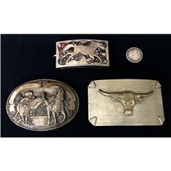 Group of 3 Vintage Western Belt Buckles