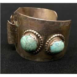 Vintage Sterling And Turquoise Navajo Watch Cuff