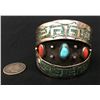 Image 1 : Navajo Shadowbox Turquoise and Coral Cuff Bracelet