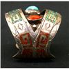 Image 2 : Navajo Shadowbox Turquoise and Coral Cuff Bracelet