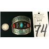 Image 3 : Navajo Shadowbox Turquoise and Coral Cuff Bracelet