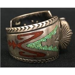 Chip Inlay Watch Cuff by Carl Allen Begay (Navajo)