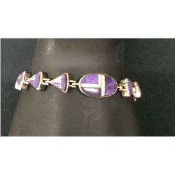 Opal and Sugalite Channel Inlay Link Bracelet