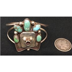 Sterling and Turquoise Mudhead Cuff Bracelet