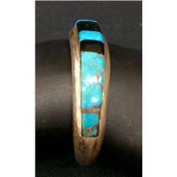 Vintage Inlay Sterling Cuff Bracelet