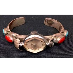 Turquoise and Coral Watch Cuff