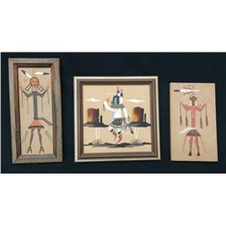 Vintage Sandpainting Group of 3 Pieces