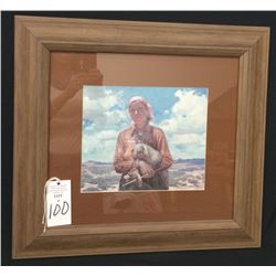 Circa 1950s Santa Fe Railroad Framed Calendar Print