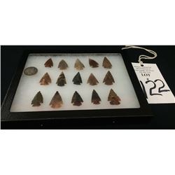 Group of 15 Arrowheads Framed