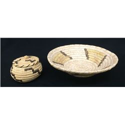 Pair of Vintage Papago Close-Stitch Baskets