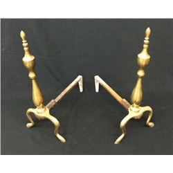Antique Brass Fireplace Andirons