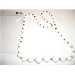 Gold & White Beaded Necklace