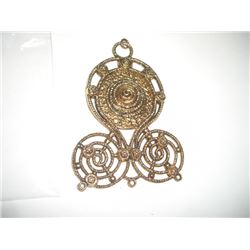 Gold Colored Metal Swirls & Flowers Pattern Necklace