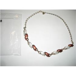 Vintage Bronze and White Pattern Necklace