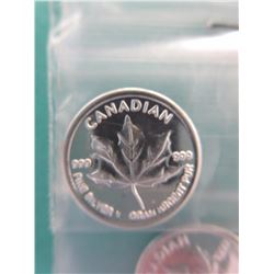 4 x 1 Gram .9999 Fine Silver CDN Maple Leaf rounds