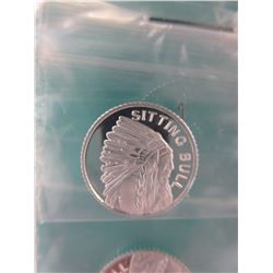 4 x 1 Gram .9999 Fine Silver Sitting Bull rounds