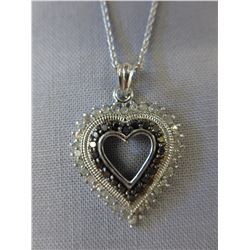.51 CTW Black & White Diamond Heart Necklace