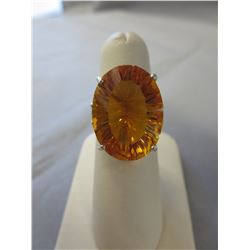 Sterling Silver 5.37CT Oval Citrine solitaire ring
