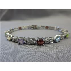 6.5 CTW Multi Gemstone & Diamond tennis bracelet