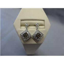 New Sterling Silver champagne diamond earrings