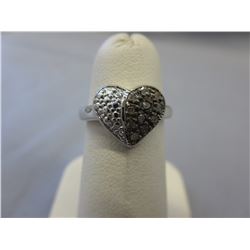 Sterling Silver Champagne Diamond heart ring