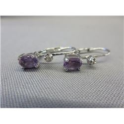 New Amethyst & Diamond lever back earrings
